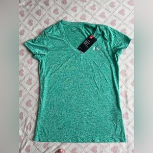 NWT Under Armour Women's V-Neck Tee in Heather Green